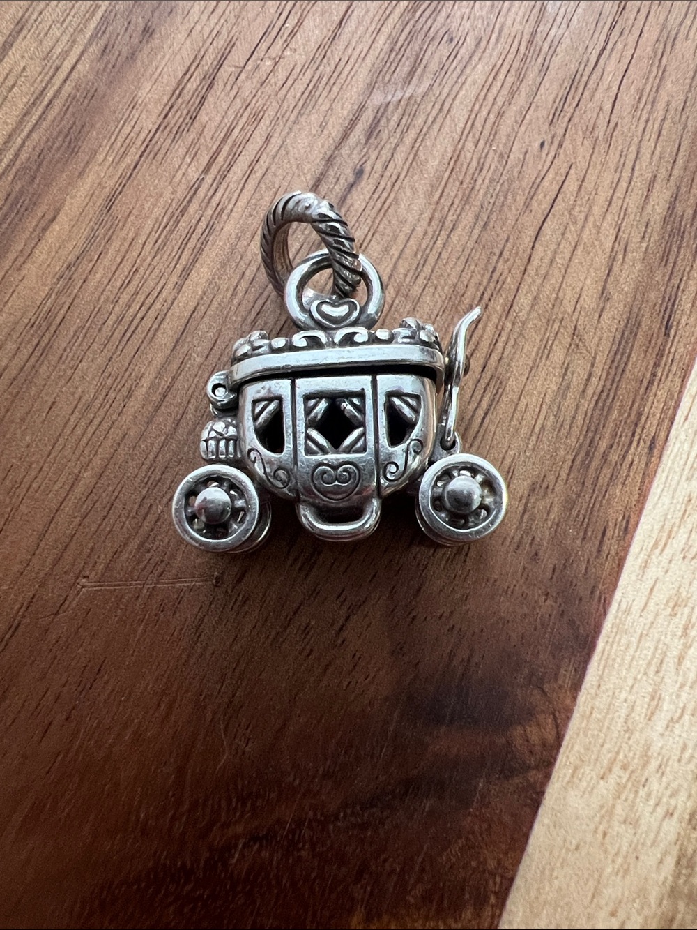 Silver Carriage Charm Pendant - Silver